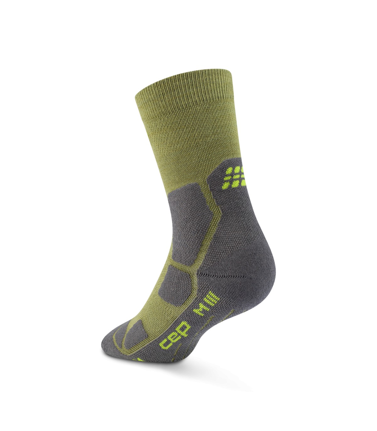 CEP Hiking Mid Cushion-Mid-Cut Compressie Olijfgroen-Grijs