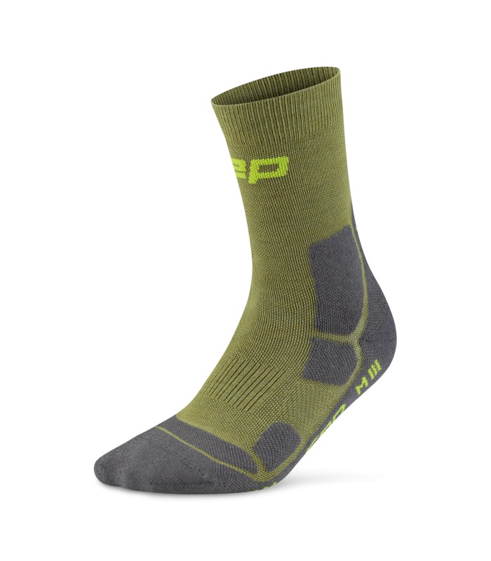 CEP Hiking Mid Cushion-Mid-Cut Compressie Olijfgroen-Grijs