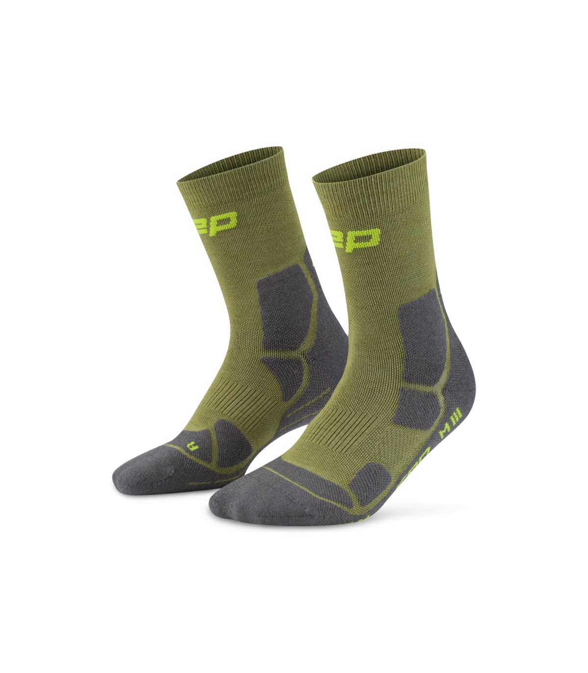 CEP Hiking Mid Cushion-Mid-Cut Compressie Olijfgroen-Grijs